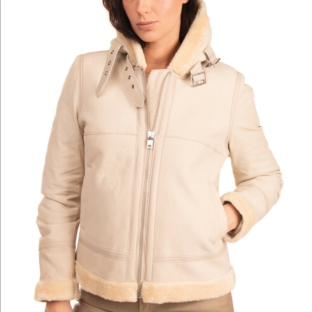 Freaky Nation Leather Jacket Faux Sherpa Hooded